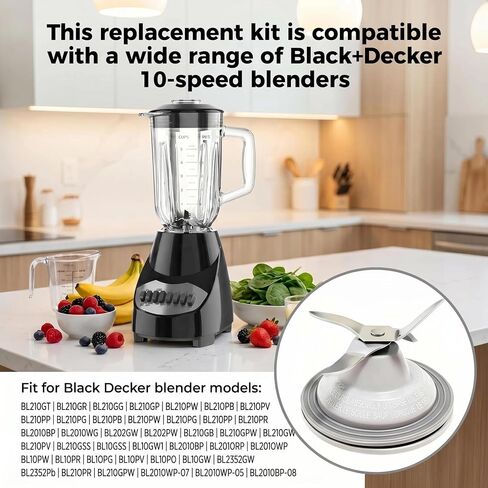 مجموعة قطع غيار خلاط BL2010BPA - تتضمن شفرة قاطعة (BL2010WP-07)، + ترس و3 حشوات من السيليكون (BL2010WP-05)| لخلاط بلاك اند ديكر 2010BG Bl2010BPA Bl2020R سلسلة الخلاطات in Kuwait