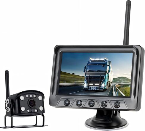 4 نظام كاميرا مقطورة لاسلكية مغناطيسية بالطاقة الشمسية، شاشة IPS DVR مقاس 10.1 بوصة + كاميرا خلفية للرؤية الليلية تعمل بالطاقة الشمسية، نظام كاميرا احتياطية مقاوم للماء بنسبة 100% بدون أسلاك لوصلة مقطورة شاحنة RV in Kuwait