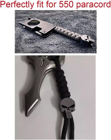 Long Teeth Skull Shape Titanium Lanyard Bead for Knife Zipper Pull Jewelry Paracord Flashlight Knuckles Bracelet Necklace 550 Parachute Cord EDC Pendant in Saudi Arabia