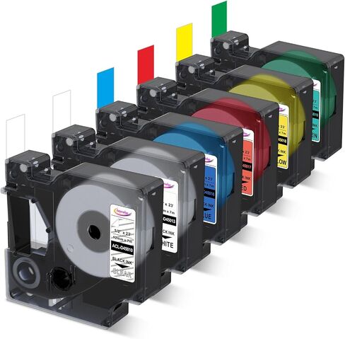 Anycolor 6Pk Replace for Dymo D1 Label Tape 1/2 Colored Label Maker Refills | 12mm x 7m (23 ft) D1 Label Tape 45013 45010 45016 45017 45018 45019 for DYMO LabelManager 160 280 360D 210D 420P PnP 500T in Saudi Arabia