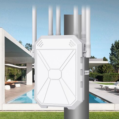 AX3000 Outdoor WiFi Extender, Dual Band 5G+2.4G Outdoor Long Range Extender Signal Booster with POE, Wi-Fi 6 Wireless Access Point, Wireless Outdoor Repeater, Compatible Starlink for Farm Camping RV in Saudi Arabia