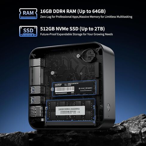 DreamQuest Mini PC Windows 11 Pro AMD Ryzen 5300U 16GB RAM 512GB SSD | Mini Desktop Computer Dual HD & Type-C output connect up to 3 monitors for seamless multitasking & high productivity in Saudi Arabia