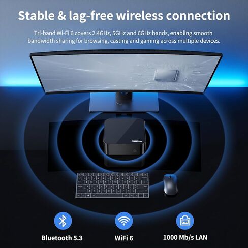 DreamQuest Mini PC Windows 11 Pro AMD Ryzen 5300U 16GB RAM 512GB SSD | Mini Desktop Computer Dual HD & Type-C output connect up to 3 monitors for seamless multitasking & high productivity in Saudi Arabia
