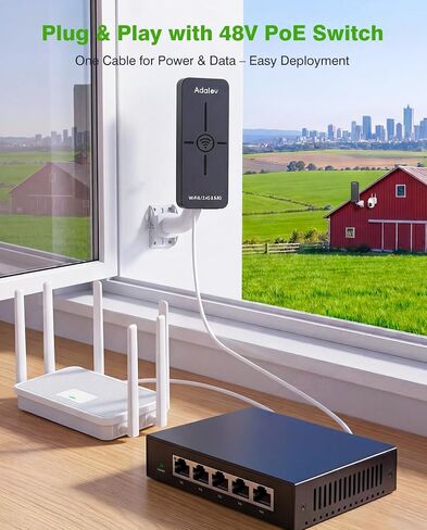 CPE882 Outdoor WiFi 6 Bridge and Router Kit, 2.4GHz/5.8GHz Point-to-Point Wireless Bridge up to 3.1 Miles, 14dBi Antenna, Dual Gigabit Ethernet, PoE, IP65 for Barn, Garage and Shop in Saudi Arabia