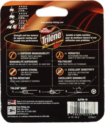 Berkley Trilene® XL®, Clear, 14lb | 6.3kg, 1000yd | 914m Monofilament Fishing Line, Suitable for Freshwater Environments in Saudi Arabia