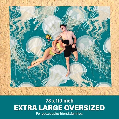 Beach Blanket Waterproof Sandproof 78''X81''/10'X9' Oversized Big Blanket | Sand Free Large Blanket for Beach,Waterproof Picnic Hiking Blankets with Stakes, Lightweight Foldable Beach Towel Accessories in Saudi Arabia