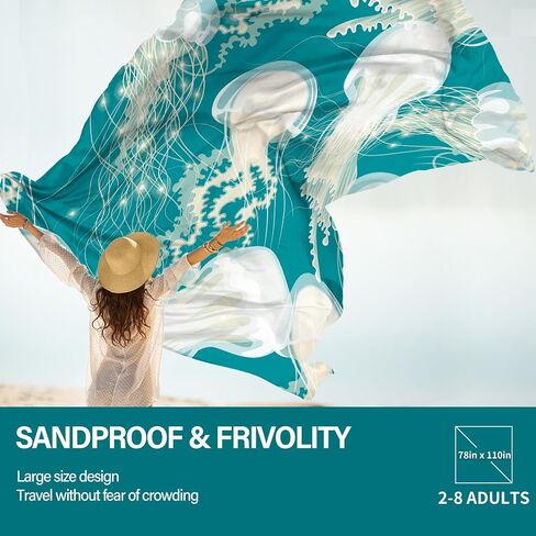 Beach Blanket Waterproof Sandproof 78''X81''/10'X9' Oversized Big Blanket | Sand Free Large Blanket for Beach,Waterproof Picnic Hiking Blankets with Stakes, Lightweight Foldable Beach Towel Accessories in Saudi Arabia