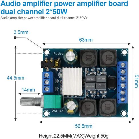 TPA3116D2 Stereo Amplifier Boards, 2-Pack, 2 x 50W | Dual-channel digital amp modules for 5-24V DIY speakers, home audio and compact electronic amplification projects. in Saudi Arabia