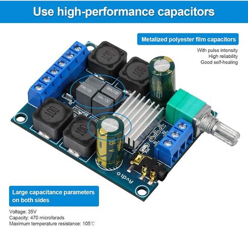 TPA3116D2 Stereo Amplifier Boards, 2-Pack, 2 x 50W | Dual-channel digital amp modules for 5-24V DIY speakers, home audio and compact electronic amplification projects. in Saudi Arabia