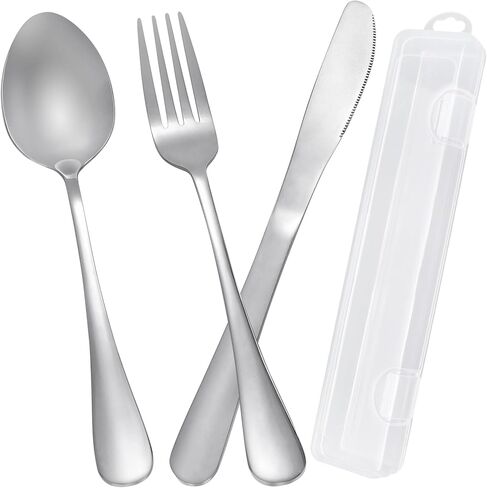 Travel Utensils with Case Stainless Steel Knife Fork Spoon Set | Reusable Cutlery, for Lunch Box, Portable Silverware Kit, Silver in Saudi Arabia