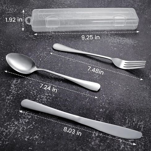 Travel Utensils with Case Stainless Steel Knife Fork Spoon Set | Reusable Cutlery, for Lunch Box, Portable Silverware Kit, Silver in Saudi Arabia