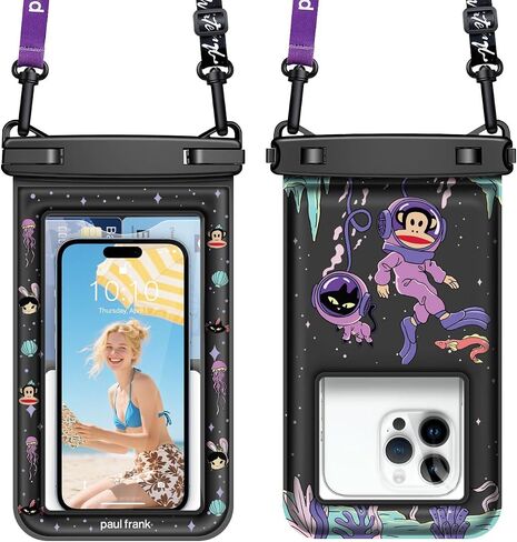 Paul Frank Waterproof Phone Pouch Floating, 2 Pack IPX8 Waterproof Phone Case with Lanyard for iPhone 17 16 15 14 Pro Max Galaxy S25 S24, Cellphone Dry Bag Beach Cruise Ship Essentials(up to 8.5") in Saudi Arabia