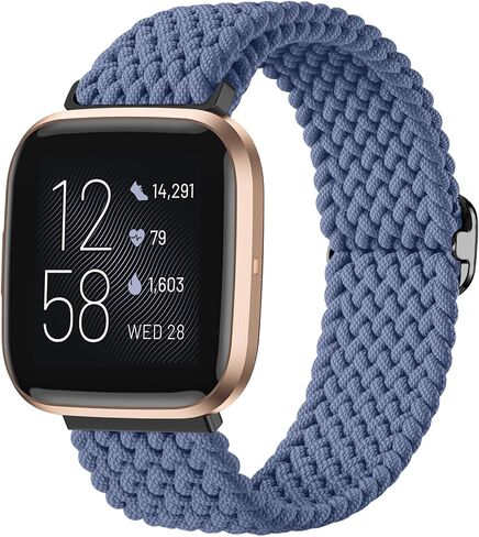 Maledan متوافق مع Fitbit Versa 2 Bands النساء والرجال، سوار مضفر قابل للتمدد بديل لملحقات Fitbit Versa 2/Versa/Lite/SE/حزام، أسود in Kuwait