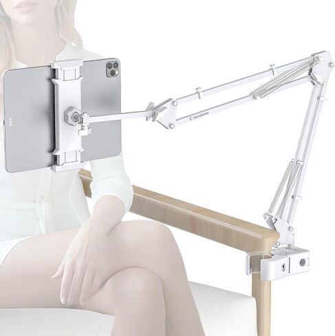 CACENCAN 33.5 Inch Tablet Stand, Adjustable Gooseneck Tablet Arm, Universal Tablet Holder Stand for Bed Desk, 360° Rotation, Carbon Steel Alloy, Fits 4-9.5" iPad iPhone,for Working Watching in Saudi Arabia