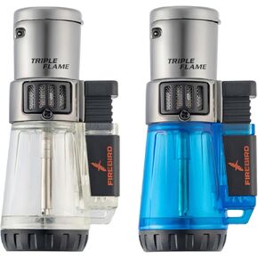 Firebird Afterburner Triple Jet Flame Lighter 2-Pack - شعلة مقاومة للرياح، تصميم متين عالي الأداء بقيمة رائعة، لهب قابل للتعديل ونافذة وقود (السفن فارغة) (أسود + شفاف) in Kuwait