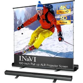 IN&VI Tab-Tension Portable ALR Manual Pull Up Projector Screen,Outdoor Projector Screen 100in 178°Viewing Angle Portable Movie Screen 3D/4K HD 16: 9 Wrinkle-Free Design for Backyard Night in Saudi Arabia