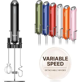 InstaWhisk Upgraded Milk Frother with Variable Speed - Rechargeable Handheld Coffee Frother Wand with Detachable Whisks, Electric Drink Mixer for Latte, Cappuccino, Matcha, Almond Milk, Protein, Black in Saudi Arabia