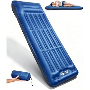 Sleeping Pad, Thick 6.3 Inch Inflatable Camping Mattress with High Pillow | Air Mattress Inflatable Mattress for Campings Sleeping Mat Camping with Built-in Foot Pump for Hiking Backpacking Gear in Kuwait