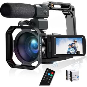 4K Video Camera Camcorder 48MP 30FPS IR Night Vision WiFi Camera Recorder, 18X Digital Zoom 3" Touch Screen Vlogging Camera for YouTube with Microphone, Lens Hood, Stabilizer, Remote Control in Kuwait