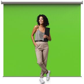 【Wider Style】 KHOMO Gear Green Screen 84 x 84 inch – Extra Large Pull Down Backdrop – Portable Collapsible Roll Down Projector Screen – Green Screen for Video, Streaming, and Photography in Saudi Arabia