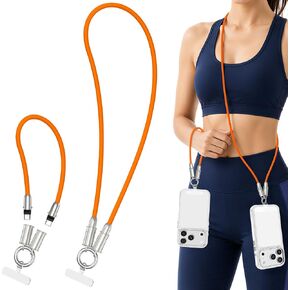 Cabepow 2 in 1 USB-C Lanyard Cable for iPhone & Samsung, 2 Pack - Orange | USB-C To USB-C Cable, 60W PD Fast Charge, Silicone Anti-Lost Strap, 1FT Wrist & 4FT Crossbody, for iPhone 17/16/15 & Samsung in Saudi Arabia