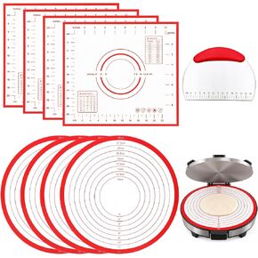8PCS Silicone Tortilla Press Liners, Tortilla Liners for Kitchen Baking | Food-grade silicone, multiple scalemodes, with 1 slicer, reusable, compatible with a variety of kitchen appliances in Saudi Arabia