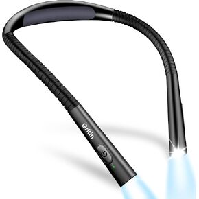 Gritin Book Light, Eye Caring 4-Color&5-Brightness Neck Light Reading Light | Stepless Dimming, 30-min Timer, 80+ Hrs Runtime, Bendable Round Neck Design, Lightweight for Reading, Knitting, Repairing in Kuwait
