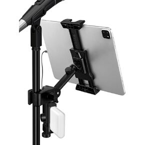 LZSIG Tablet Holder for Mic Stand, Adjustable iPad iPhone Mount for Music Stand - Compatible with Kindle/Android/Smartphones, Fits 4.7 to 13.5-inch Devices | Adjustable 360° Swivel Phone Stand for Tripod, Clamp Attachment Mount Fits 4.7-13.5" Screens, for in Saudi Arabia