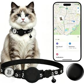 Cat Tracker with QR Code GPS Collar for Cats Electronic Pet Locator Waterproof Compatible with Apple Find My No Monthly Fee Ideal for Small to Large Cats Advanced Tracking Solution Smart Collar in Saudi Arabia