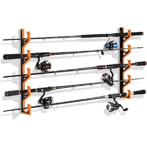 2 Pack Horizontal Fishing Rod Holders for Garage Wall & Ceiling, Anti-Scratch Soft PU Pad Rod Rack, Fishing Pole Storage Organizer Holds up to 10 Rod, Wall Mount Rod Keepers for Casting Rods in Kuwait