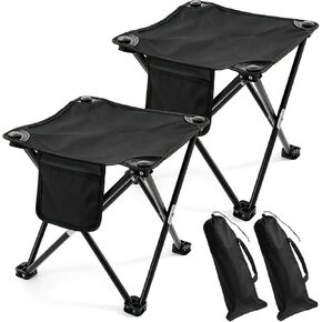 2 Pack Camping Stool with Carry Bag, 13 Inch Folding Lightweight Outdoor Chairs, Portable Stool Seat with Side Pocket for Outdoor Hiking, Fishing, Picnic & Beach in Saudi Arabia