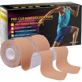 Dimora Kinesiology Tape, 80 Count Precut Strips 4 Rolls, Original Cotton, 10" Elastic Athletic Tape for Muscle Pain Relief and Joint Support, Black in Kuwait