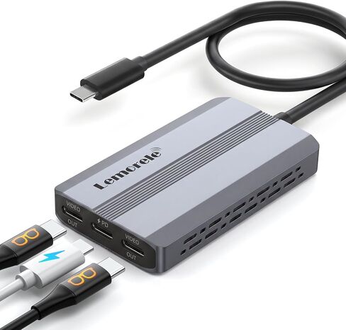 مقسم فيديو Lemorele USB-C، مخرج USB-C مزدوج 4K@60 هرتز، 100 وات PD | متوافق مع Steam Deck والمحول الأصلي، يدعم نظارات AR والشاشات المحمولة، وضع المرآة Mac فقط، وليس للمحول 2 in Kuwait
