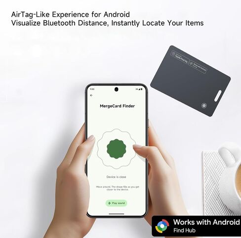 MergeCard, Works with Apple Find My (iOS) & Google Find Hub (Android),– for Wallet & Passport Rechargeable Wireless Charging, IPX68 Waterproof, Thin Tracker Card (1 Pack) in Saudi Arabia