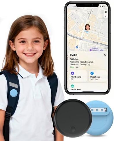 Tracker Tag for Kids & Elderly for iPhone, GPS Tracking Device with Pin Silicone Case, Works with Apple Find My, No Monthly Fee, Child Locator for Backpack, Clothing, School Bag & Jacket in Saudi Arabia