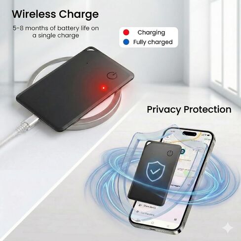 MFi Certified Wallet Tracker Card Compatible with Apple Find My Air Tag iOS | Slim Bluetooth Tracker Card For Wallets Passports Luggage With Rechargeable Battery Waterproof No Subscription Item Locator in Saudi Arabia