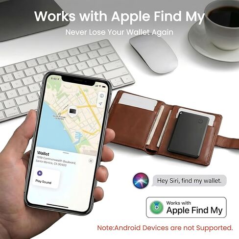 MFi Certified Wallet Tracker Card Compatible with Apple Find My Air Tag iOS | Slim Bluetooth Tracker Card For Wallets Passports Luggage With Rechargeable Battery Waterproof No Subscription Item Locator in Saudi Arabia