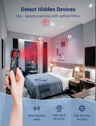 Hidden Camera Detectors, 7-in-1 Anti Spy Bug Detector with HD LED Screen, Portable RF Signal Scanner & GPS Tracker Detector for Hotel, Car and Travel Security, Black in Saudi Arabia