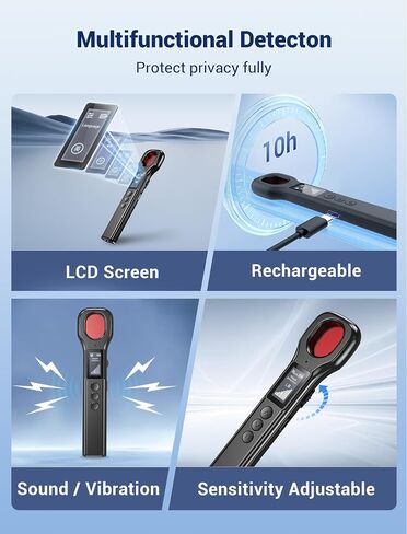 Hidden Camera Detectors, 7-in-1 Anti Spy Bug Detector with HD LED Screen, Portable RF Signal Scanner & GPS Tracker Detector for Hotel, Car and Travel Security, Black in Saudi Arabia