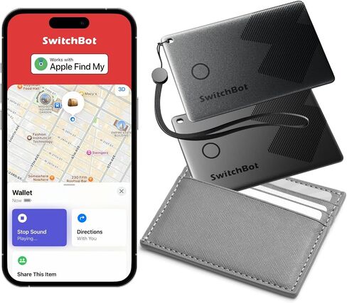 SwitchBot Slim Wallet Tracker Card (2.5mm) – Works with Apple Find My (iOS Only), Credit Card Finder for Wallet, Phone & Keys, IP67 Waterproof, Up to 3-Year Battery in Saudi Arabia