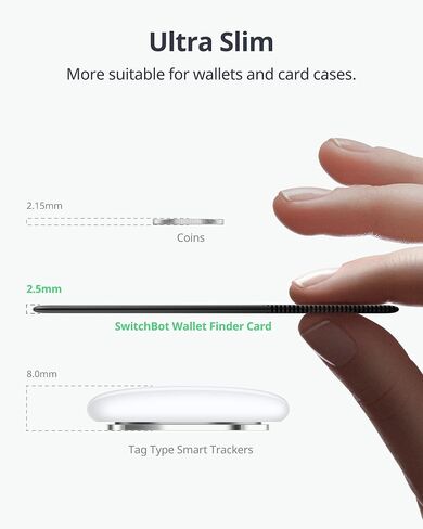 SwitchBot Slim Wallet Tracker Card (2.5mm) – Works with Apple Find My (iOS Only), Credit Card Finder for Wallet, Phone & Keys, IP67 Waterproof, Up to 3-Year Battery in Saudi Arabia