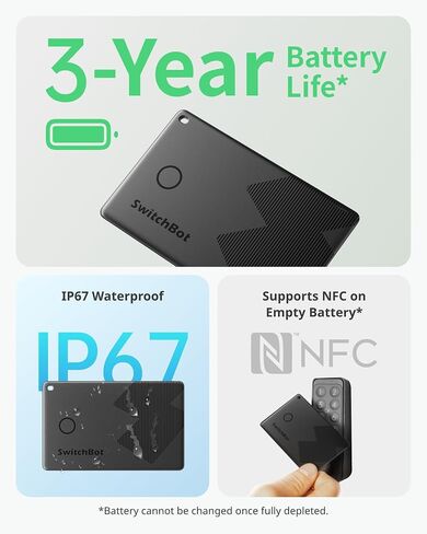 SwitchBot Slim Wallet Tracker Card (2.5mm) – Works with Apple Find My (iOS Only), Credit Card Finder for Wallet, Phone & Keys, IP67 Waterproof, Up to 3-Year Battery in Saudi Arabia