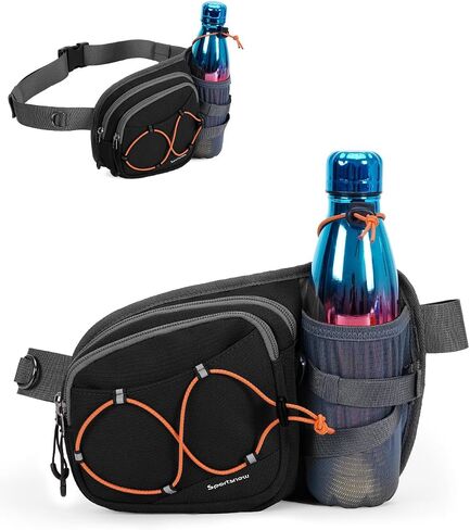 sportsnew Hydration Waist Pack with Water Bottle Holder, 2L Large Fanny Pack for Running Hiking Dog Walking, Water-Resistant Crossbody Waist Bag for Men Women in Saudi Arabia
