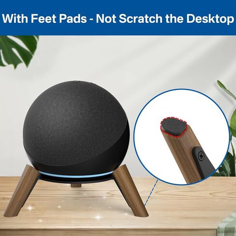 Wooden Desktop Stand for Echo Dot 4th / 5th Gen & Echo Dot Max Stand Holder for Better Sound - Wood Tripod Speaker Stand Desk for Echo Dot 4th & 5th Generation Table Holder for Echo Dot Stand, 1 Pack in Saudi Arabia