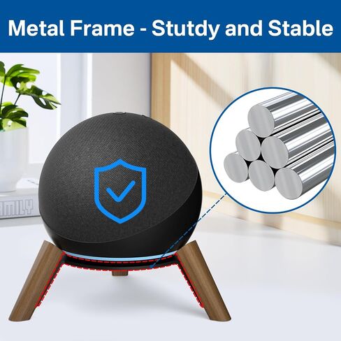 Wooden Desktop Stand for Echo Dot 4th / 5th Gen & Echo Dot Max Stand Holder for Better Sound - Wood Tripod Speaker Stand Desk for Echo Dot 4th & 5th Generation Table Holder for Echo Dot Stand, 1 Pack in Saudi Arabia