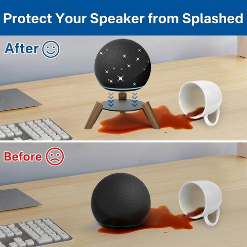Wooden Desktop Stand for Echo Dot 4th / 5th Gen & Echo Dot Max Stand Holder for Better Sound - Wood Tripod Speaker Stand Desk for Echo Dot 4th & 5th Generation Table Holder for Echo Dot Stand, 1 Pack in Saudi Arabia
