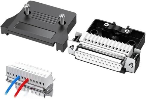 DB25 RS232 Serial Port Plug Solderless Connector Thin Welding-Free Small 25Pin Male Female Terminal Blocks with Metal Shell(Female-Solid Pin) in Kuwait