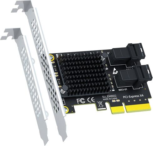 GLOTRENDS SF22 2-Port SFF-8643(Mini-SAS HD) إلى بطاقة محول PCIE 3.0 X4 مع وظيفة تشعب PCIe، دعامة عادية ومنخفضة الأداء in Kuwait