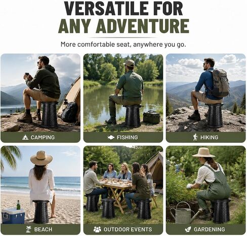 Portable Heavy Duty Stool Large Size - Upgraded Folding Chair for Camping, Hiking, Fishing, Collapsible Stool Seat for Adults, Max Load 1000lbs in Saudi Arabia