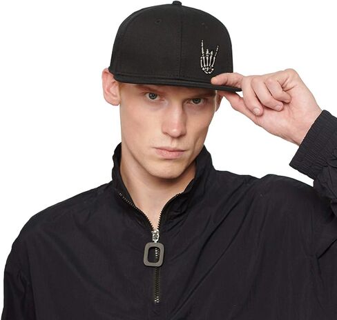 Cool Rock Roll Skeleton Hand Flat Bill Hats Snapback Hat Baseball Cap Black | Snapback Hats,for Men,Adjustable,Flat Brim,Trucker Hat,Skull,Baseball Hats in Saudi Arabia